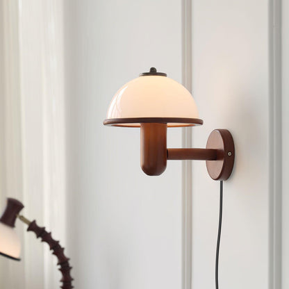 Mushroom wooden wall lamp 