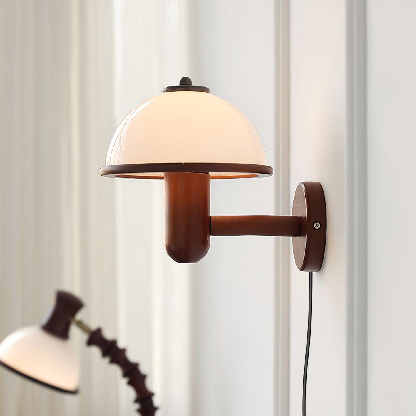 Mushroom wooden wall lamp 