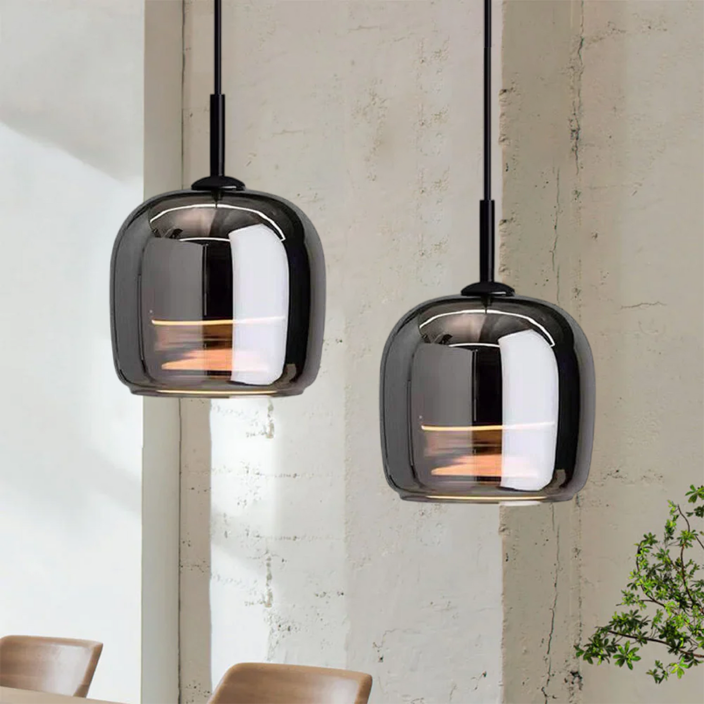 Scandinavian black glass pendant lamp