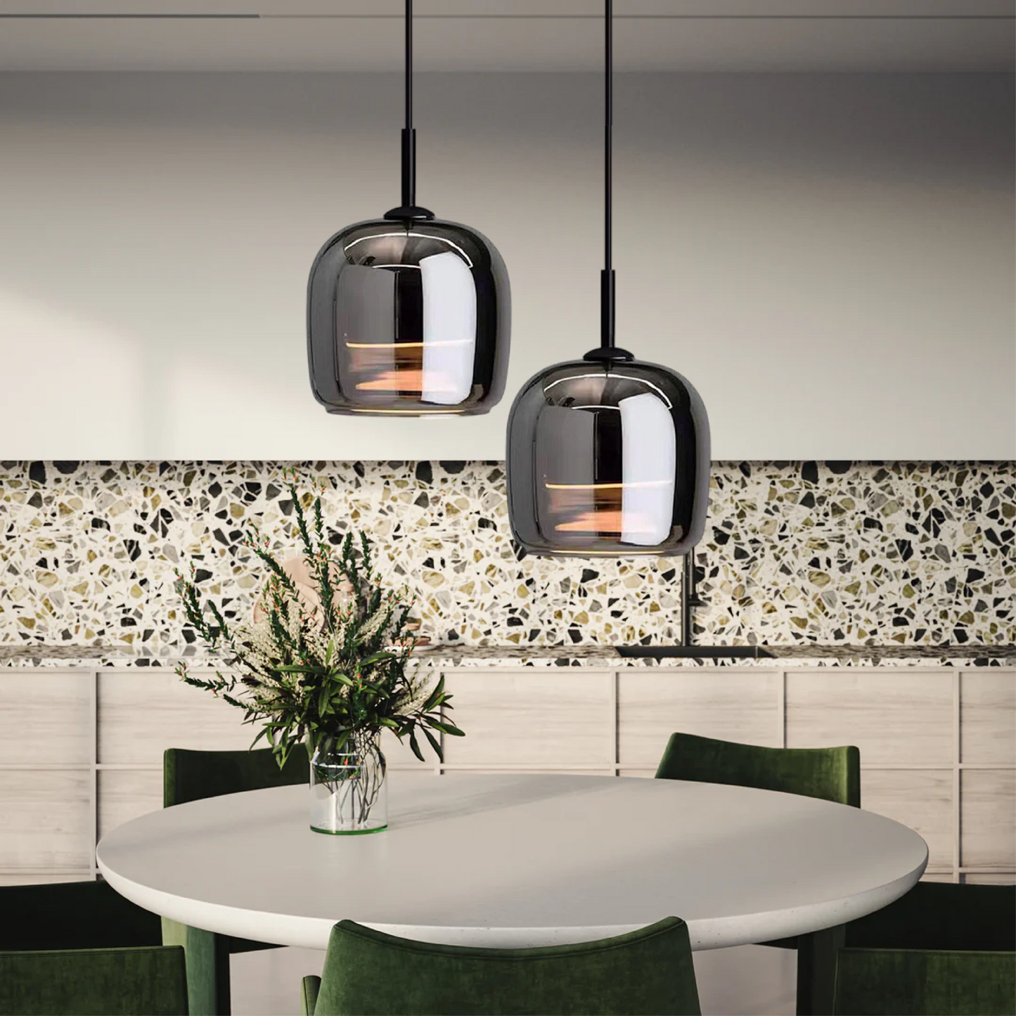 Scandinavian black glass pendant lamp