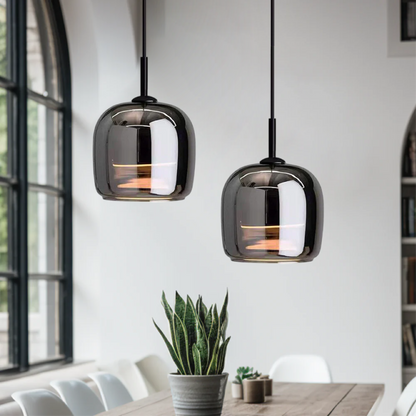 Scandinavian black glass pendant lamp