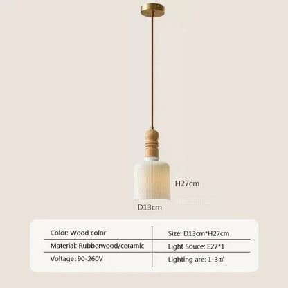 Cream Wind Solid Wood Pendant Lamp