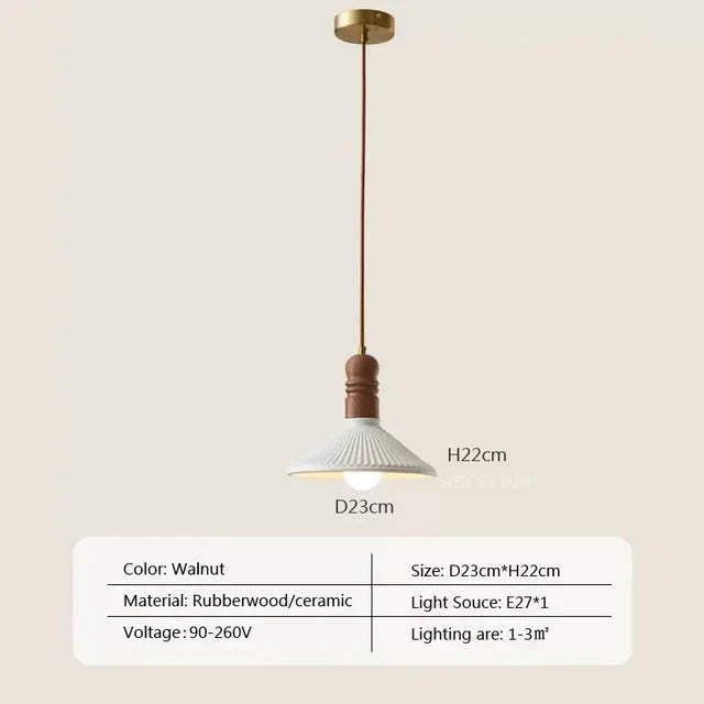 Cream Wind Solid Wood Pendant Lamp