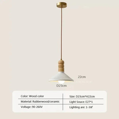 Cream Wind Solid Wood Pendant Lamp