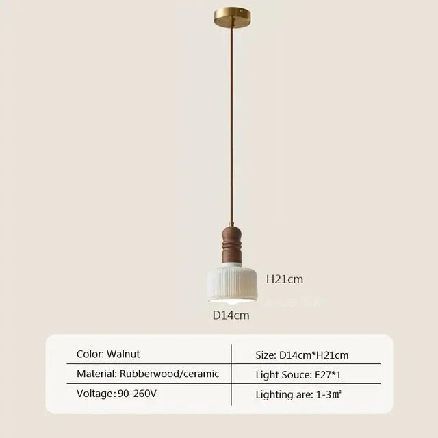 Cream Wind Solid Wood Pendant Lamp