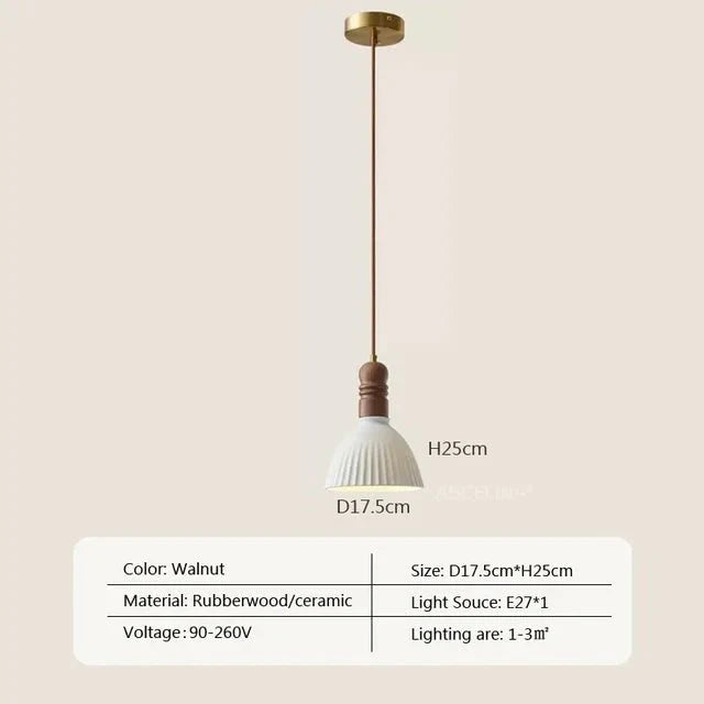 Cream Wind Solid Wood Pendant Lamp