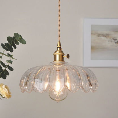 Vintage glass flower pendant lamp