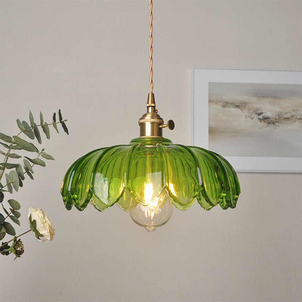 Vintage glass flower pendant lamp