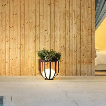 Luxury garden lamp with flower box