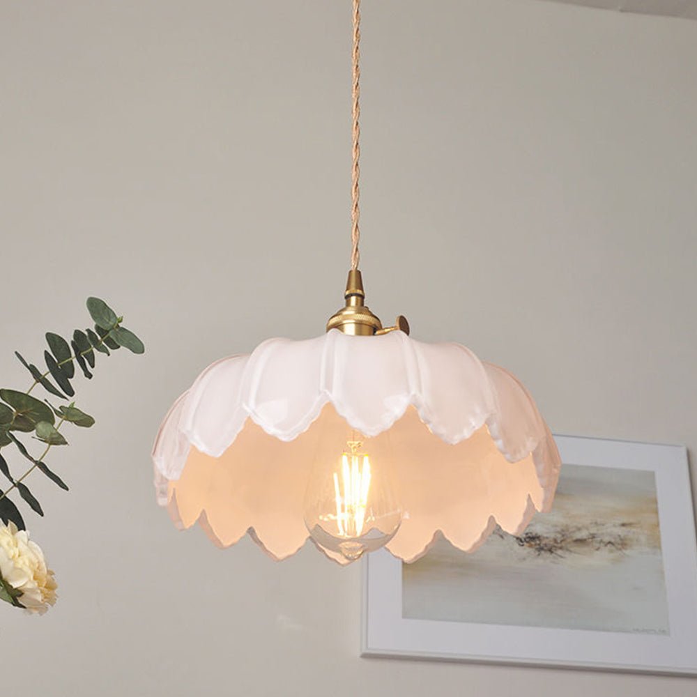 Vintage glass flower pendant lamp