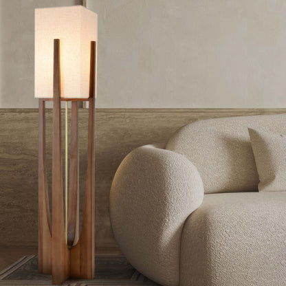 Japanese style walnut floor lamp simple solid wood lamp