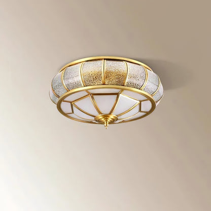 Round glass ceiling lamp with structure