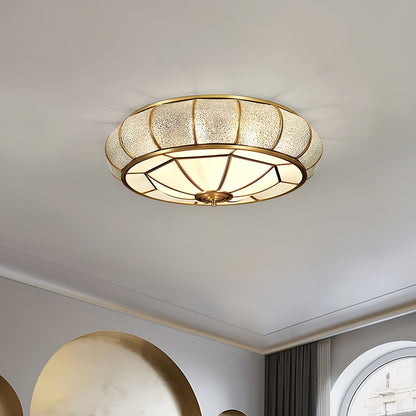 Round glass ceiling lamp with structure