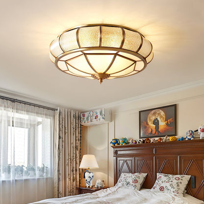 Round glass ceiling lamp with structure