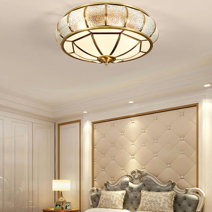 Round glass ceiling lamp with structure