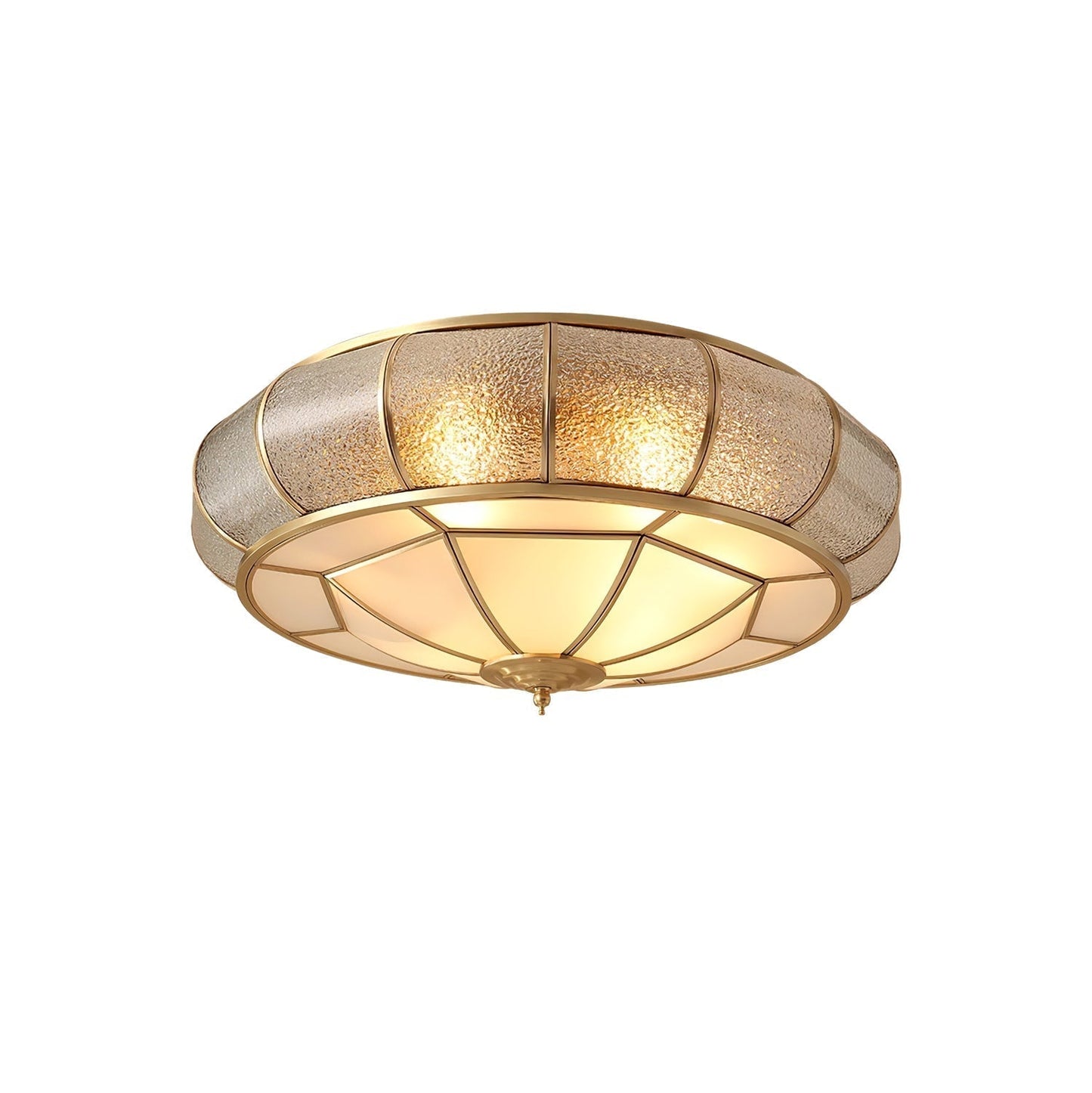 Round glass ceiling lamp with structure