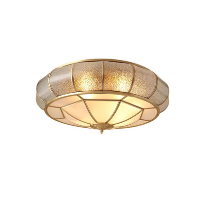 Round glass ceiling lamp with structure