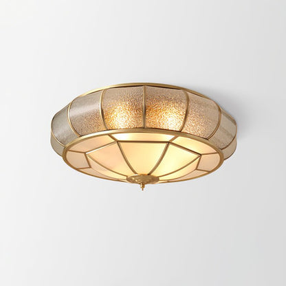 Round glass ceiling lamp with structure