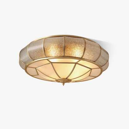 Round glass ceiling lamp with structure