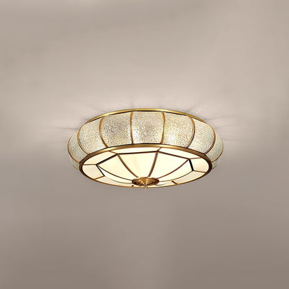 Round glass ceiling lamp with structure