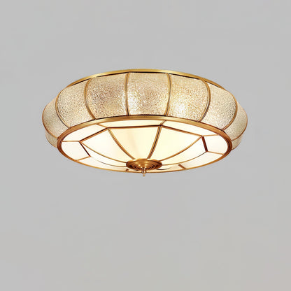 Round glass ceiling lamp with structure