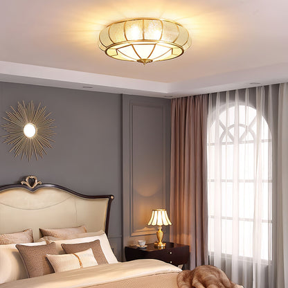 Round glass ceiling lamp with structure