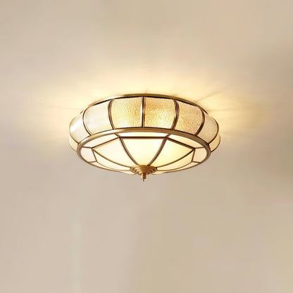 Round glass ceiling lamp with structure