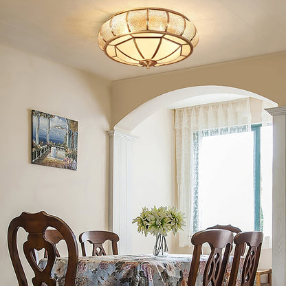 Round glass ceiling lamp with structure