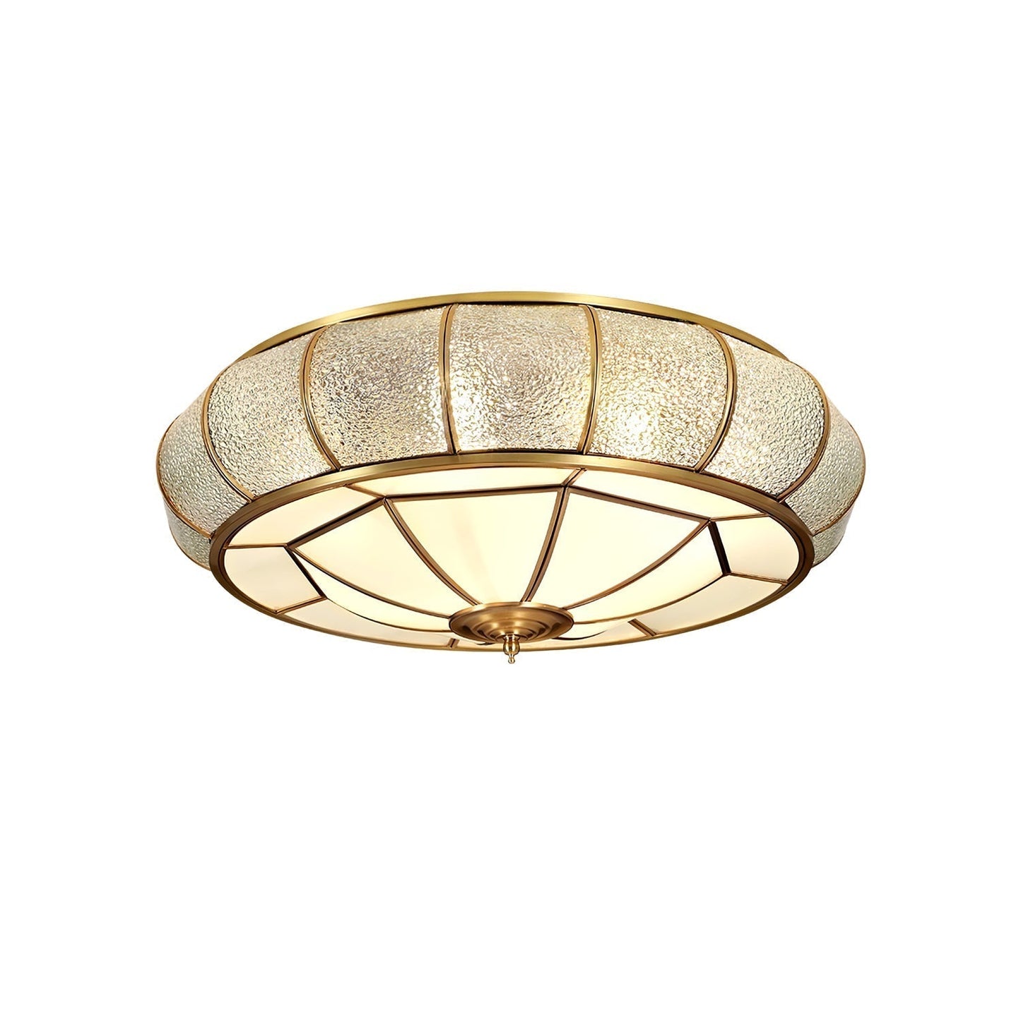 Round glass ceiling lamp with structure