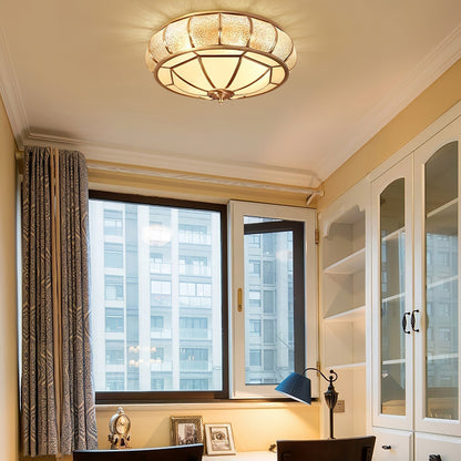 Round glass ceiling lamp with structure