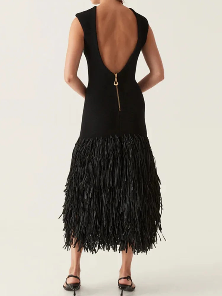 ALINE™ | LONG DRESS WITH FRINGES 