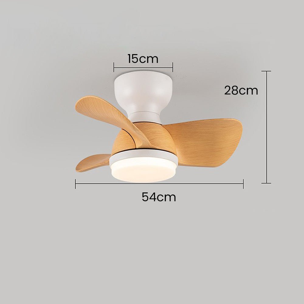 Simple stylish ceiling fan for bedroom with LED lighting 