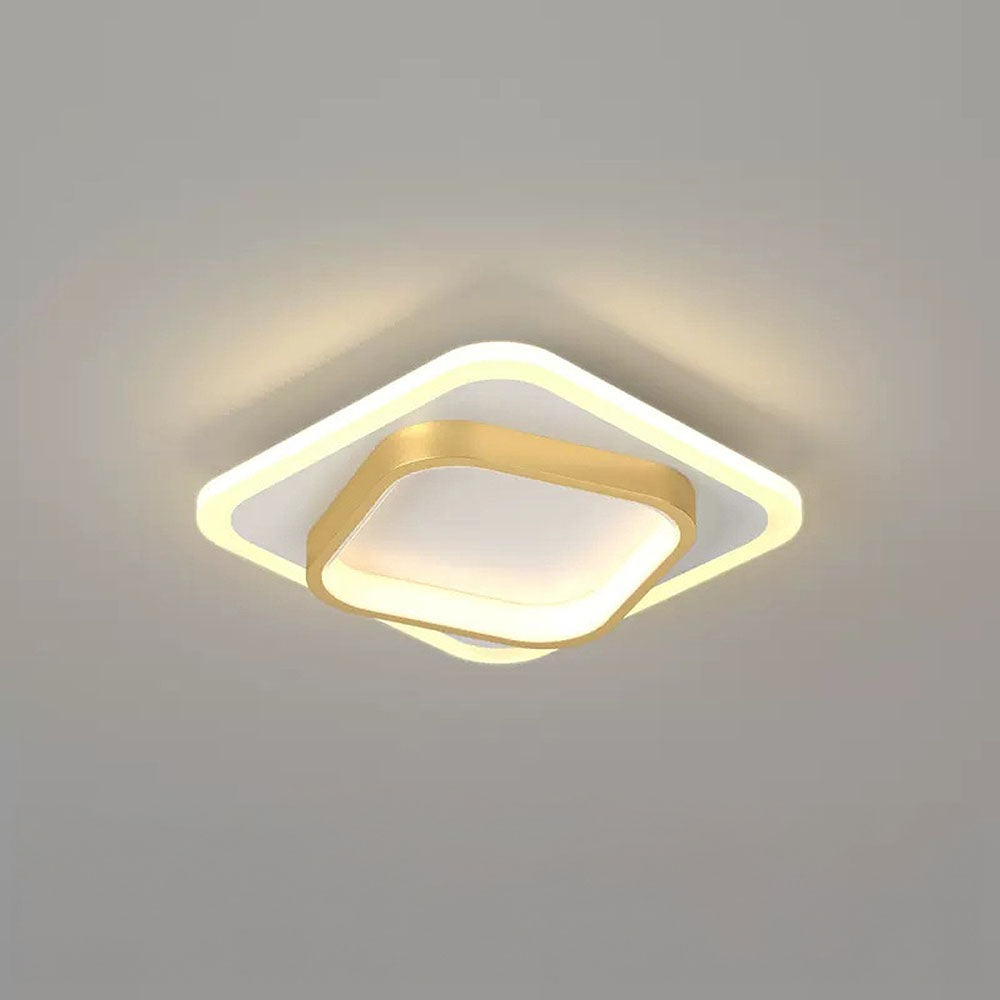 Square LED Golden Living Room Ceiling Light