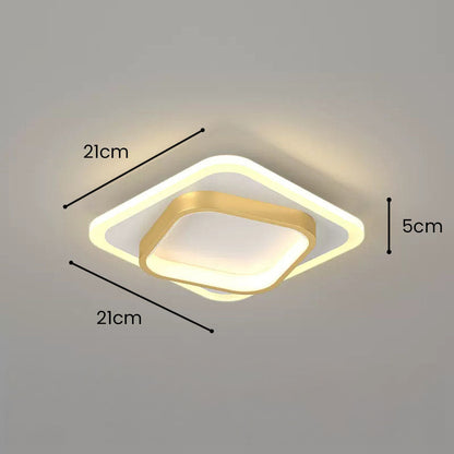 Square LED Golden Living Room Ceiling Light