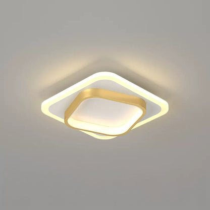 Square LED Golden Living Room Ceiling Light