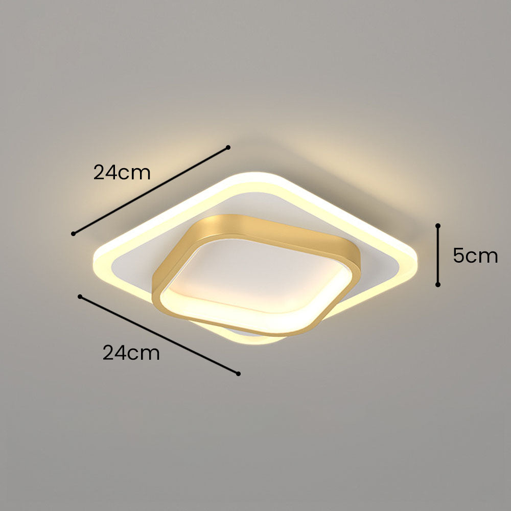 Square LED Golden Living Room Ceiling Light