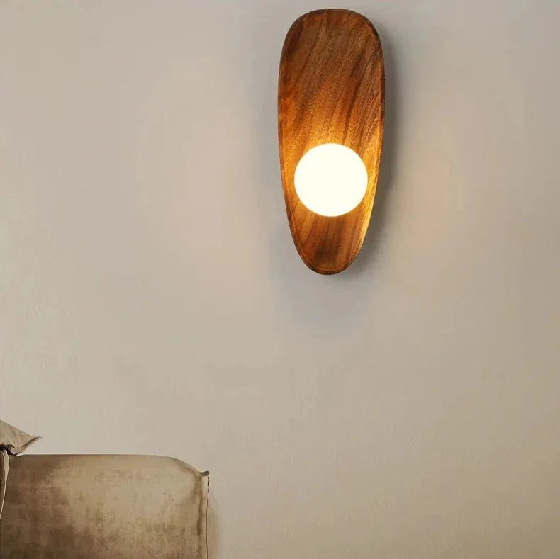 Natural wooden wall lamp 