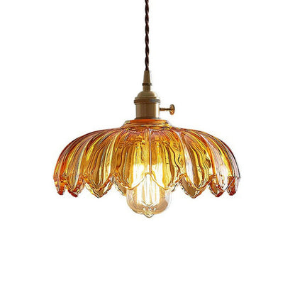 Vintage glass flower pendant lamp