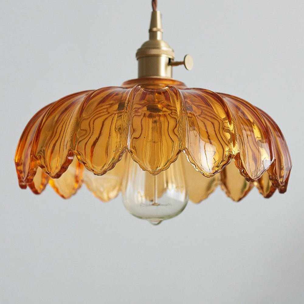 Vintage glass flower pendant lamp