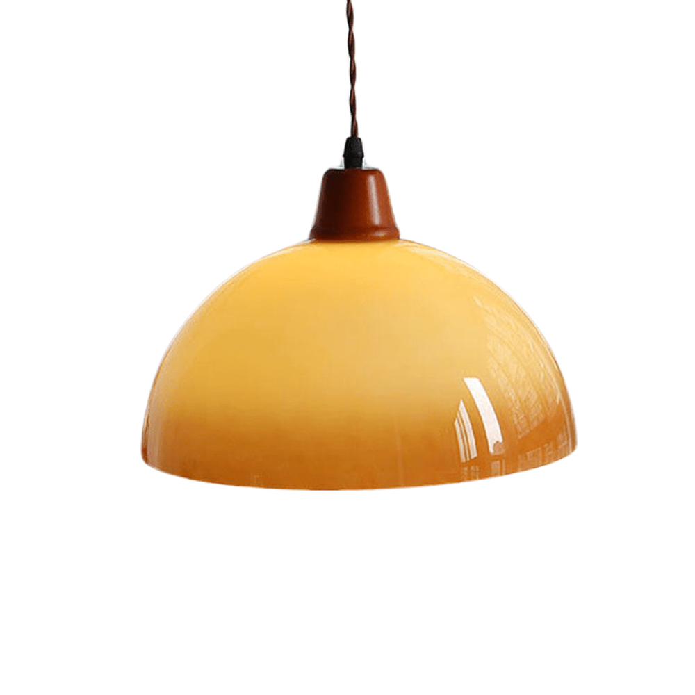 Retro amber glass farmhouse pendant lamp