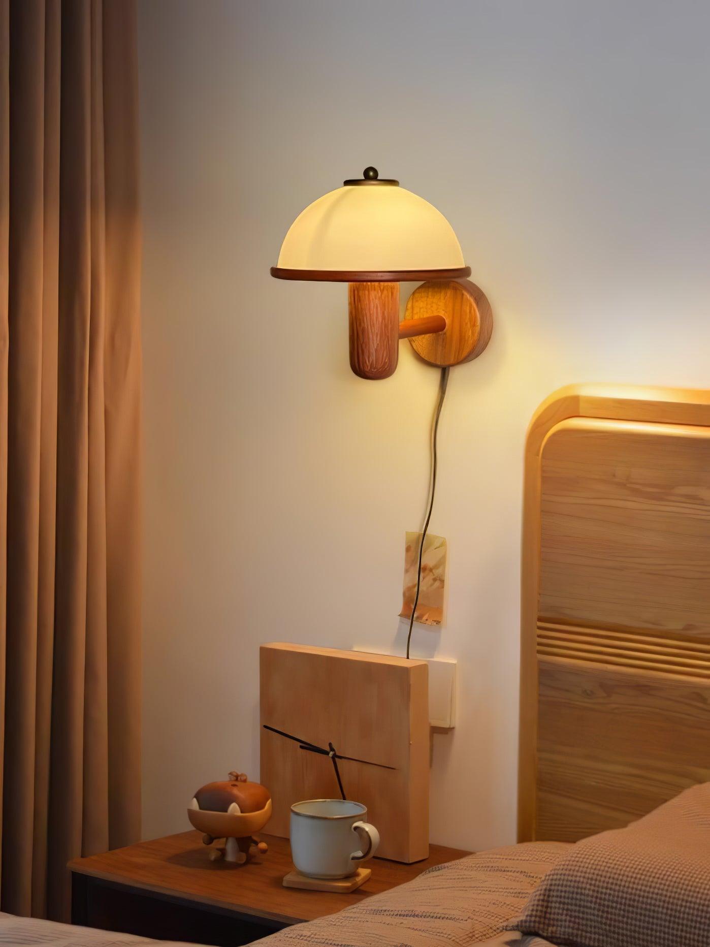 Mushroom wooden wall lamp 