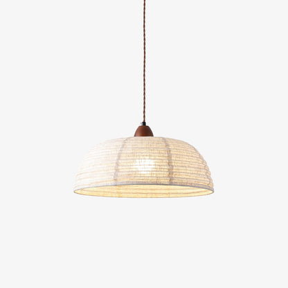 Pendant lamp with wood and fabric