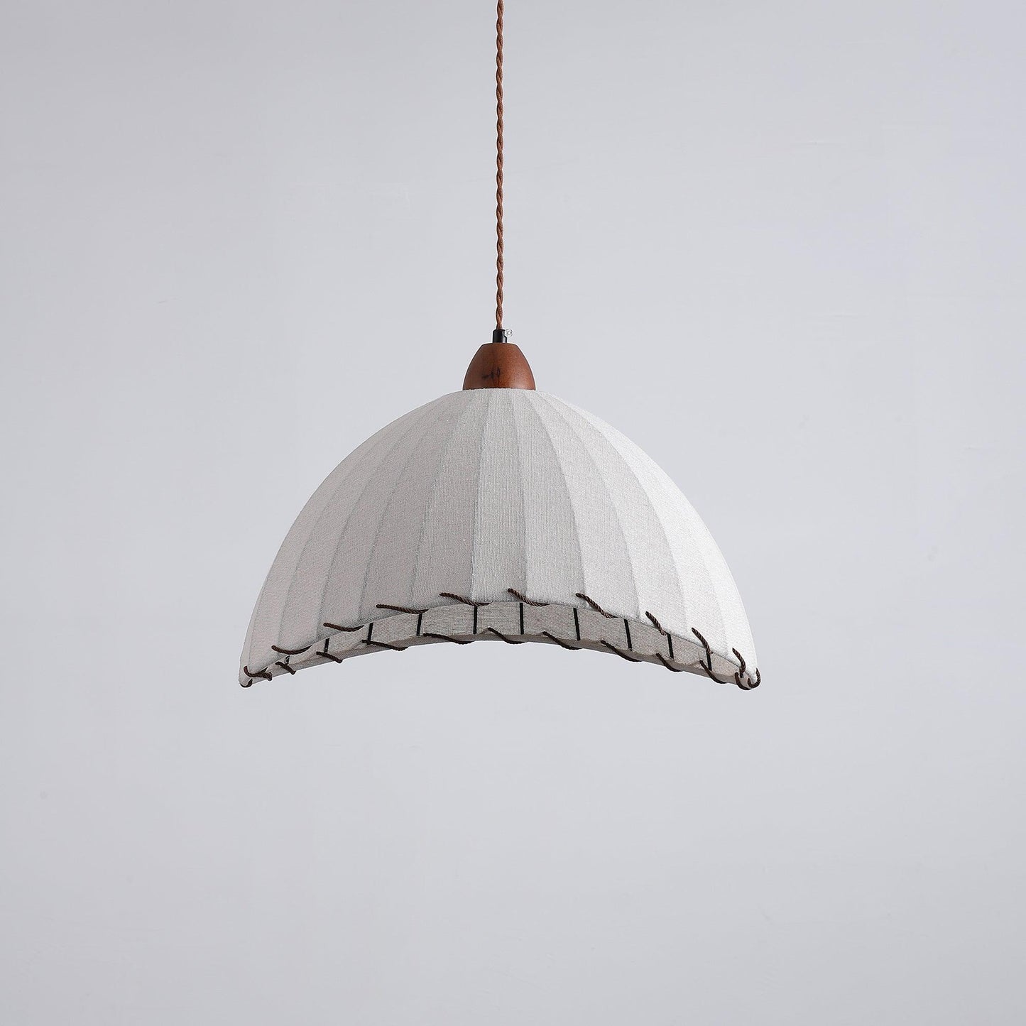 Pendant lamp with wood and fabric