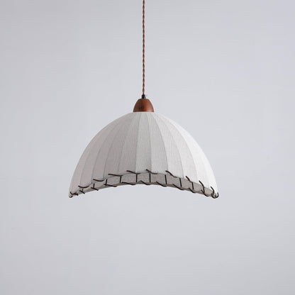 Pendant lamp with wood and fabric