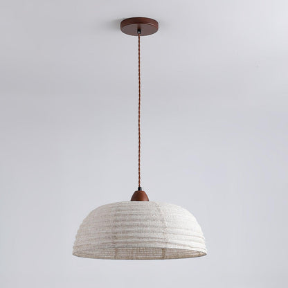 Pendant lamp with wood and fabric