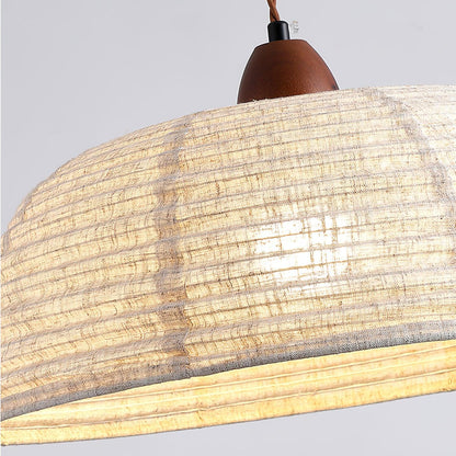 Pendant lamp with wood and fabric