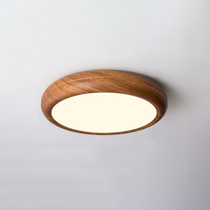 Round ceiling lamp with wood grain 