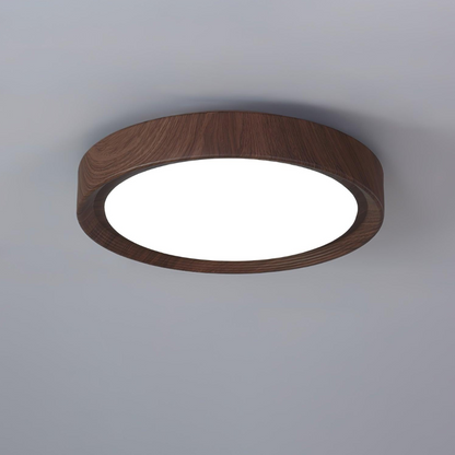 Round ceiling lamp with wood grain 