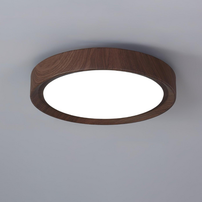 Round ceiling lamp with wood grain 