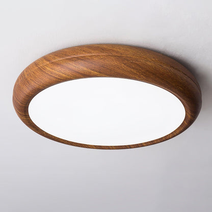 Round ceiling lamp with wood grain 